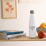 Gourde isotherme - Cousine d'amour - Cadeau Durable & Tendre - Cadeau Personnalisable - Cadeaux-Positifs.com -blanc-500 ml-