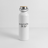 Gourde isotherme - Responsable au Top - 3 tailles - Cadeau Durable - Cadeau Personnalisable - Cadeaux-Positifs.com -blanc-500 ml-