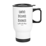 Mug isotherme - Libérée Délivrée Divorcée - Cadeau Original & Durable - Cadeau Personnalisable - Cadeaux-Positifs.com -blanc-taille unique-