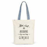 Tote Bag Premium - Aubane est trop Géniale - 2 Coloris - Cadeau Durable - Cadeau Personnalisable - Cadeaux-Positifs.com -Bleu-