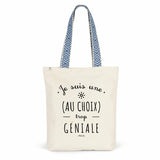 Tote Bag Premium à personnaliser - Je suis une XXX trop Géniale - 2 Coloris - Cadeau Durable - Cadeau Personnalisable - Cadeaux-Positifs.com -Bleu-