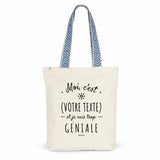 Tote Bag Premium à personnaliser - Moi c'est XXX et je suis trop Géniale - 2 Coloris - Cadeau Durable - Cadeau Personnalisable - Cadeaux-Positifs.com -Bleu-