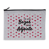 Pochette - Le joli Bazar d'une Adjointe - 2 coloris - Cadeau Original - Cadeau Personnalisable - Cadeaux-Positifs.com -Gris-