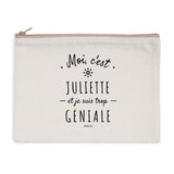 Pochette - Juliette est trop Géniale - 2 Coloris - Cadeau responsable - Cadeau Personnalisable - Cadeaux-Positifs.com -Naturel-