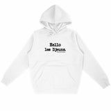 Sweat à capuche - Hello les Djeuns - Anachronique - Cadeau Original - Cadeau Personnalisable - Cadeaux-Positifs.com -Blanc-S-