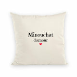 Coussin - Minouchat d'amour - Avec rembourrage - Cadeau Unique & Tendre - Cadeau Personnalisable - Cadeaux-Positifs.com -Naturel-40x40 cm-