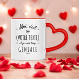 Mug Coeur à Personnaliser - XXX est trop Géniale - 2 Coloris - Cadeau Personnalisable - Cadeau Personnalisable - Cadeaux-Positifs.com -Rouge-