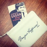 Pochette - Bonjour Happiness - Matières Recyclées - Cadeau Original - Cadeau Personnalisable - Cadeaux-Positifs.com -Unique-Beige-