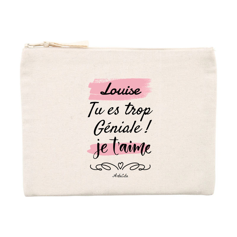 Cadeau anniversaire : Pochette - Louise je t'aime - Matières recyclées - Cadeau Original - Cadeau Personnalisable - Cadeaux-Positifs.com -Unique-Beige-
