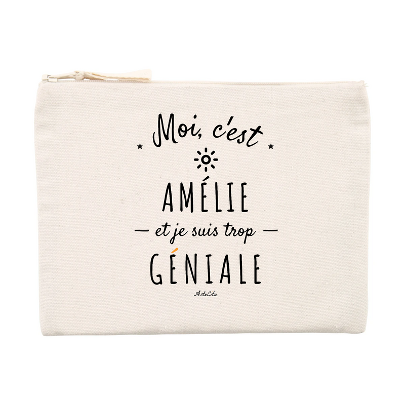Cadeau anniversaire : Pochette - Amélie est trop Géniale - Cadeau éco-responsable - Cadeau Personnalisable - Cadeaux-Positifs.com -Unique-Beige-
