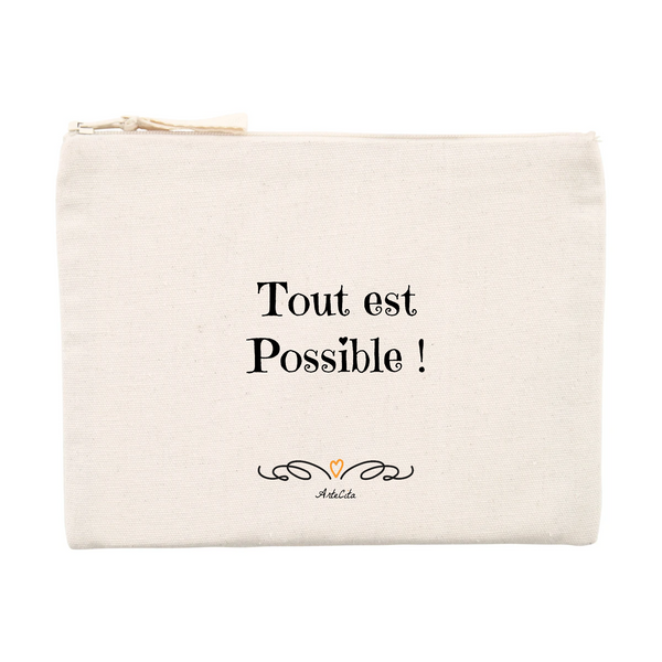 Pochette - Tout est possible - Coton recyclé - Cadeau Motivant - Cadeau Personnalisable - Cadeaux-Positifs.com -Unique-Beige-