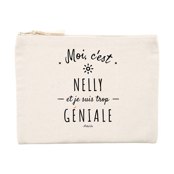 Pochette - Nelly est trop Géniale - Cadeau éco-responsable - Cadeau Personnalisable - Cadeaux-Positifs.com -Unique-Beige-