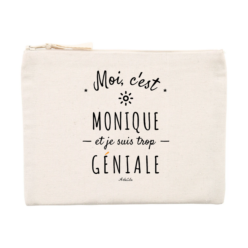 Cadeau anniversaire : Pochette - Monique est trop Géniale - Cadeau Durable & Original - Cadeau Personnalisable - Cadeaux-Positifs.com -Unique-Beige-