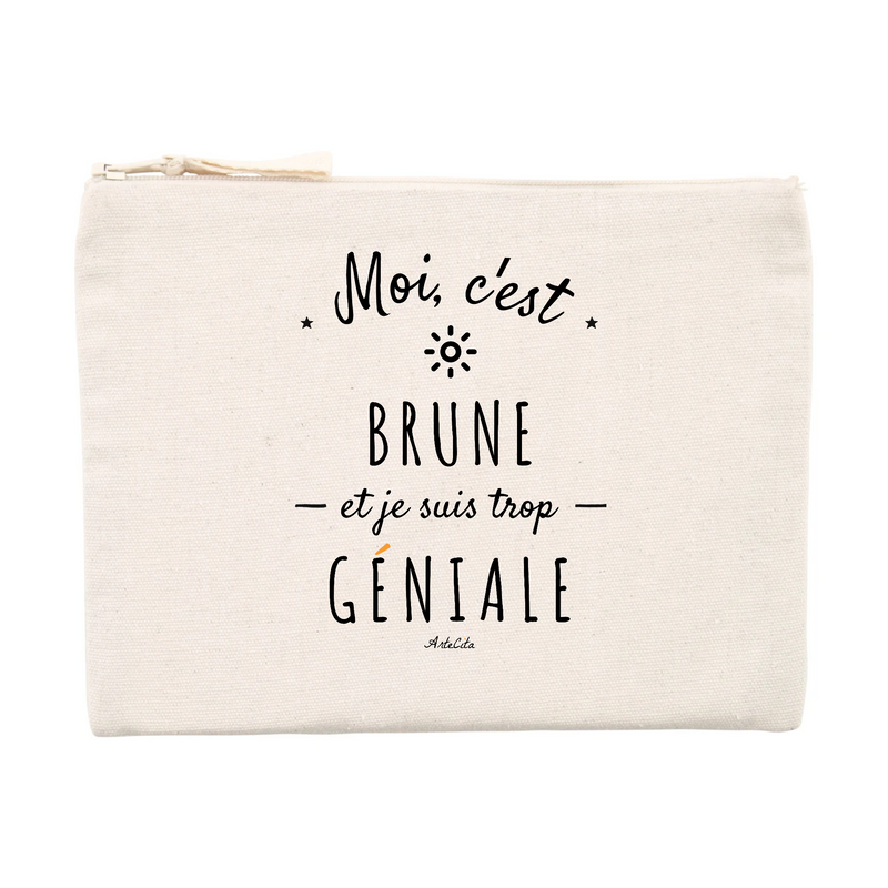 Cadeau anniversaire : Pochette - Brune est trop Géniale - Cadeau Durable & Original - Cadeau Personnalisable - Cadeaux-Positifs.com -Unique-Beige-