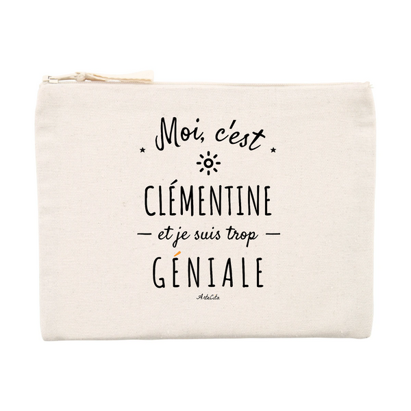 Pochette - Clémentine est trop Géniale - Cadeau Durable & Original - Cadeau Personnalisable - Cadeaux-Positifs.com -Unique-Beige-