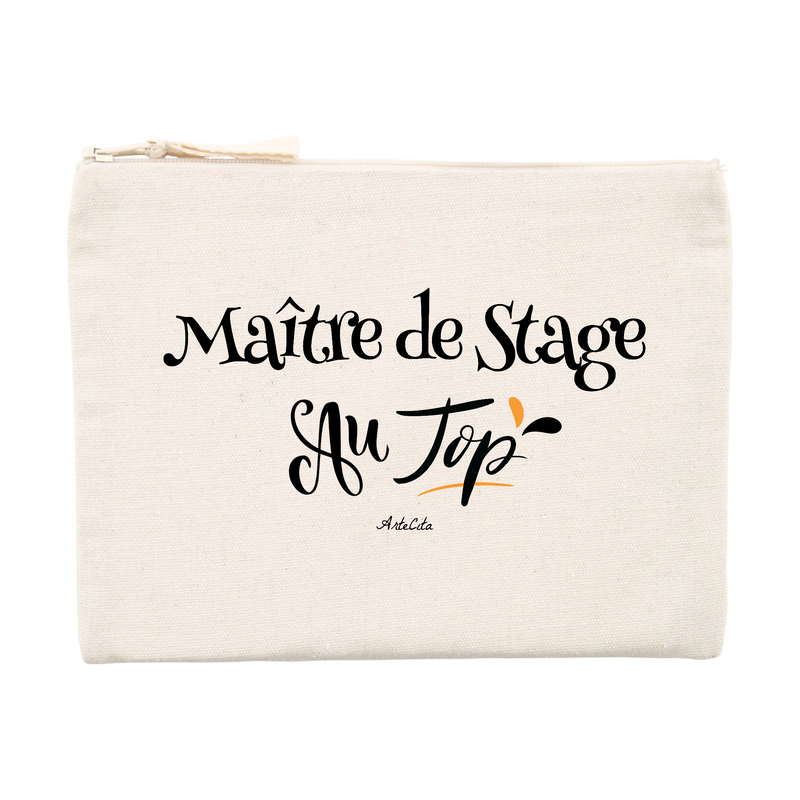 Cadeau anniversaire : Pochette - Maître de Stage au Top - Matières recyclées - Cadeau Original - Cadeau Personnalisable - Cadeaux-Positifs.com -Unique-Beige-