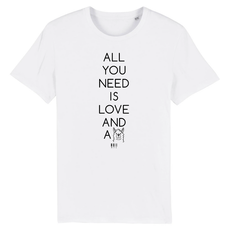 Cadeau anniversaire : T-Shirt - All you need is Love and a Panda - Unisexe - Coton Bio - Cadeau Original - Cadeau Personnalisable - Cadeaux-Positifs.com -XS-Blanc-