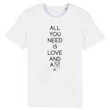 T-Shirt - All you need is Love and a Lama - Unisexe - Coton Bio - Cadeau Original - Cadeau Personnalisable - Cadeaux-Positifs.com -XS-Blanc-