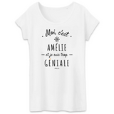 T-Shirt - Amélie est trop Géniale - Coton Bio - Cadeau Original - Cadeau Personnalisable - Cadeaux-Positifs.com -XS-Blanc-