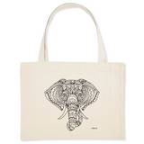 Grand Cabas - Eléphant Ethnique - Cadeau Durable & Original - Cadeau Personnalisable - Cadeaux-Positifs.com -Unique-Blanc-