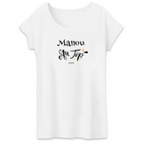 T-Shirt - Manou au Top - Coton Bio - 2 Coloris - Cadeau Original - Cadeau Personnalisable - Cadeaux-Positifs.com -XS-Blanc-