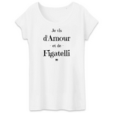 T-Shirt - Amour et Figatelli - Femme - Coton Bio - Cadeau Original - Cadeau Personnalisable - Cadeaux-Positifs.com -XS-Noir-