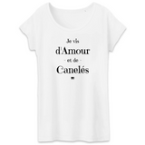 T-Shirt - Amour et Canelés - Femme - Coton Bio - Cadeau Original - Cadeau Personnalisable - Cadeaux-Positifs.com -XS-Noir-