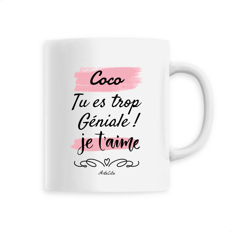 Cadeau anniversaire : Mug - Coco je t'aime - 6 Coloris - Cadeau Tendre & Original - Cadeau Personnalisable - Cadeaux-Positifs.com -Unique-Blanc-