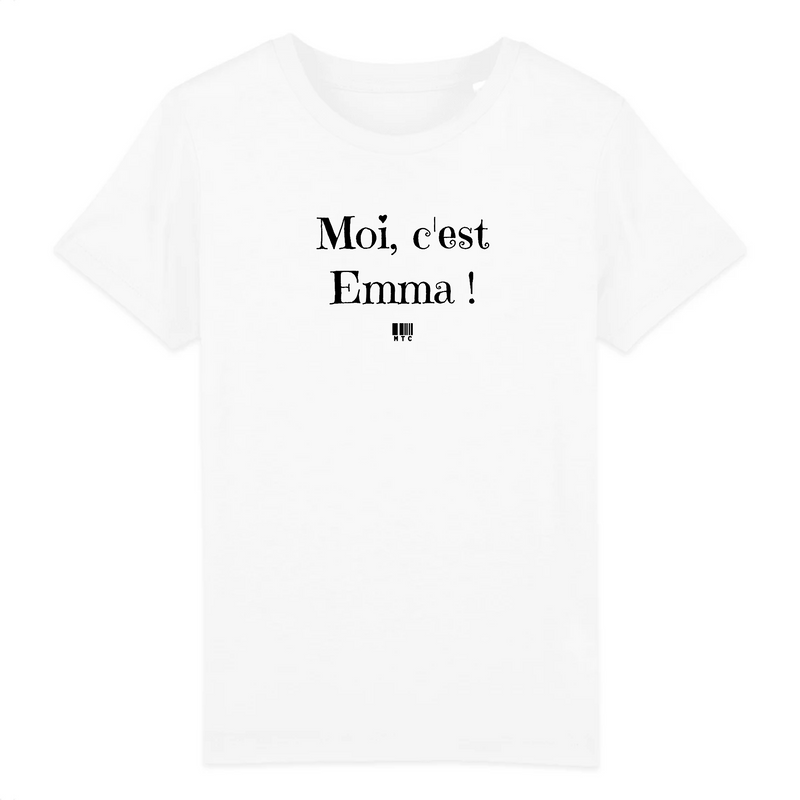 Cadeau anniversaire : T-Shirt Enfant - Moi c'est Emma - Coton Bio - Cadeau Original - Cadeau Personnalisable - Cadeaux-Positifs.com -3-4 ans-Blanc-