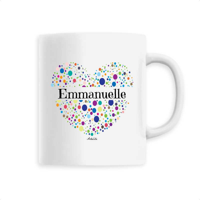 Cadeau anniversaire : Mug - Emmanuelle (Coeur) - 6 Coloris - Cadeau Unique & Tendre - Cadeau Personnalisable - Cadeaux-Positifs.com -Unique-Blanc-
