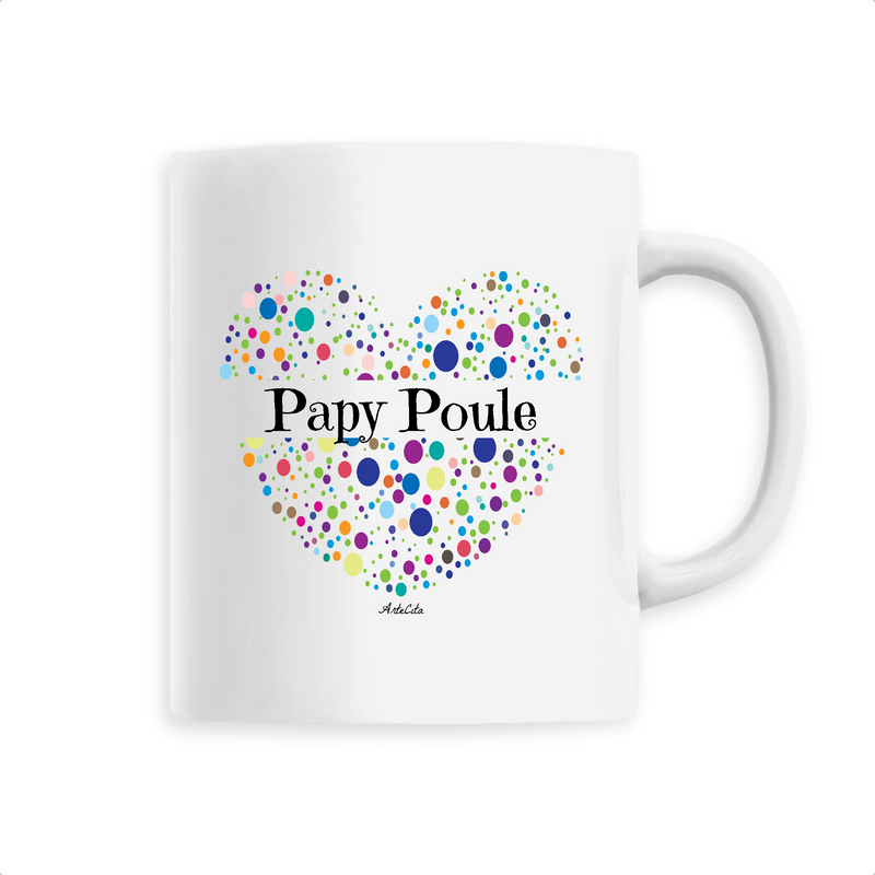 Cadeau anniversaire : Mug - Papy Poule (Coeur) - 6 Coloris - Cadeau Unique & Tendre - Cadeau Personnalisable - Cadeaux-Positifs.com -Unique-Blanc-