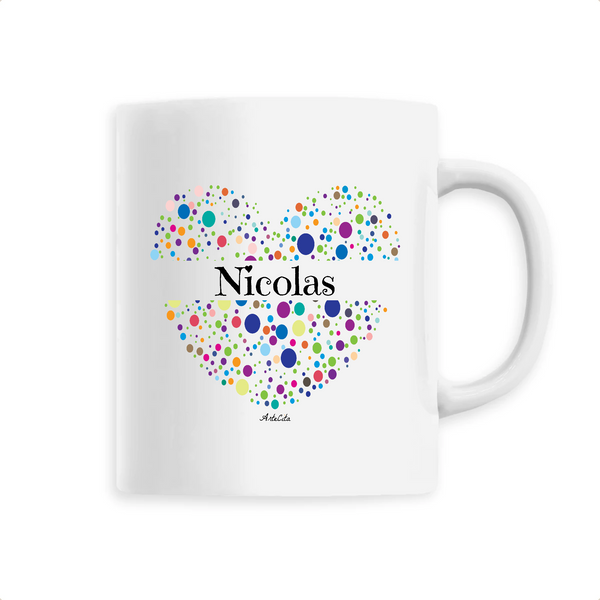 Mug - Nicolas (Coeur) - 6 Coloris - Cadeau Unique & Tendre - Cadeau Personnalisable - Cadeaux-Positifs.com -Unique-Blanc-