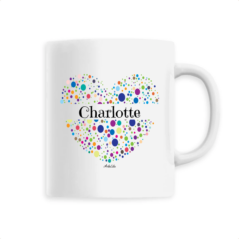 Cadeau anniversaire : Mug - Charlotte (Coeur) - 6 Coloris - Cadeau Unique & Tendre - Cadeau Personnalisable - Cadeaux-Positifs.com -Unique-Blanc-