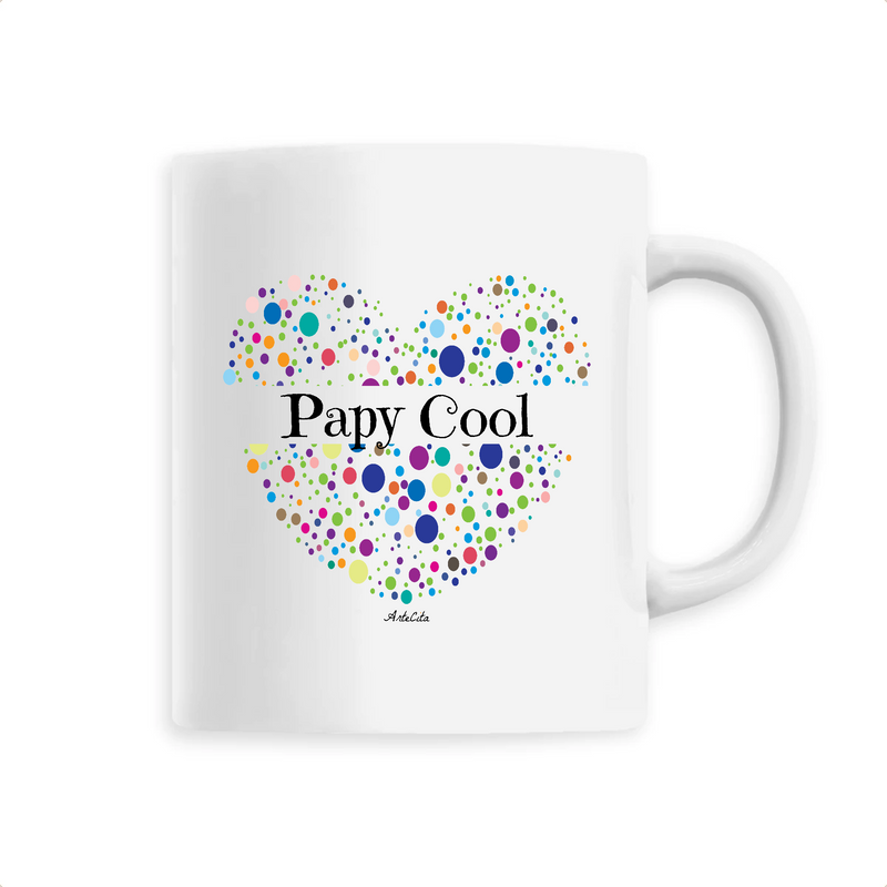 Cadeau anniversaire : Mug - Papy Cool (Coeur) - 6 Coloris - Cadeau Unique & Tendre - Cadeau Personnalisable - Cadeaux-Positifs.com -Unique-Blanc-