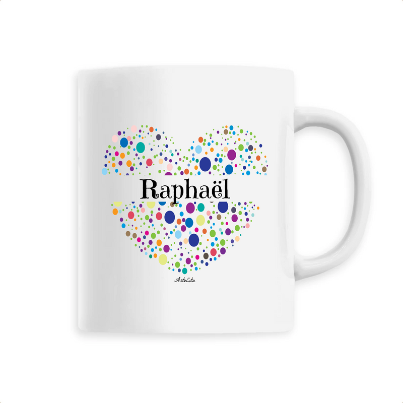 Cadeau anniversaire : Mug - Raphaël (Coeur) - 6 Coloris - Cadeau Unique & Tendre - Cadeau Personnalisable - Cadeaux-Positifs.com -Unique-Blanc-