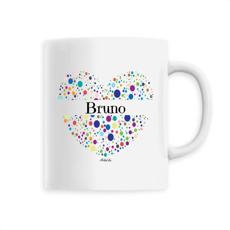 Cadeau anniversaire : Mug - Bruno (Coeur) - 6 Coloris - Cadeau Unique & Tendre - Cadeau Personnalisable - Cadeaux-Positifs.com -Unique-Blanc-