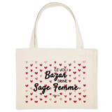 Grand Cabas - Le joli Bazar d'une Sage Femme - Cadeau Durable - Cadeau Personnalisable - Cadeaux-Positifs.com -Unique-Blanc-