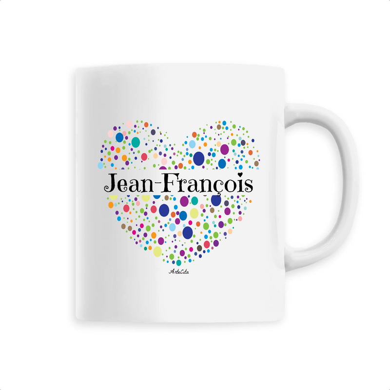 Cadeau anniversaire : Mug - Jean-François (Coeur) - 6 Coloris - Cadeau Unique & Tendre - Cadeau Personnalisable - Cadeaux-Positifs.com -Unique-Blanc-
