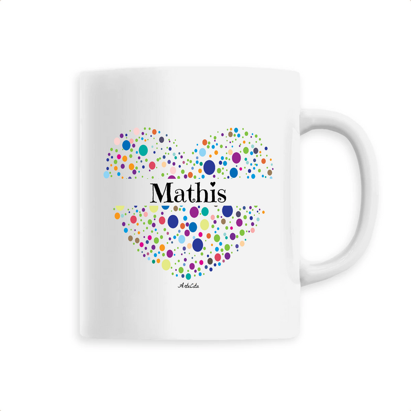 Cadeau anniversaire : Mug - Mathis (Coeur) - 6 Coloris - Cadeau Unique & Tendre - Cadeau Personnalisable - Cadeaux-Positifs.com -Unique-Blanc-
