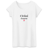 T-Shirt - Ch'timi d'amour - Femme - Coton Bio - 3 coloris - Cadeau Original - Cadeau Personnalisable - Cadeaux-Positifs.com -XS-Blanc-