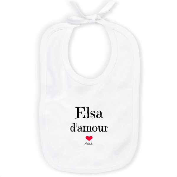 Bavoir - Elsa d'amour - Coton Bio - Cadeau Original & Tendre - Cadeau Personnalisable - Cadeaux-Positifs.com -Unique-Blanc-