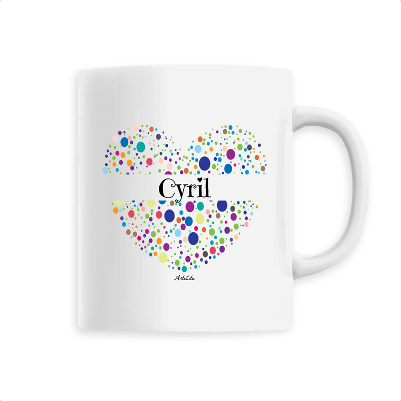 Cadeau anniversaire : Mug - Cyril (Coeur) - 6 Coloris - Cadeau Unique & Tendre - Cadeau Personnalisable - Cadeaux-Positifs.com -Unique-Blanc-