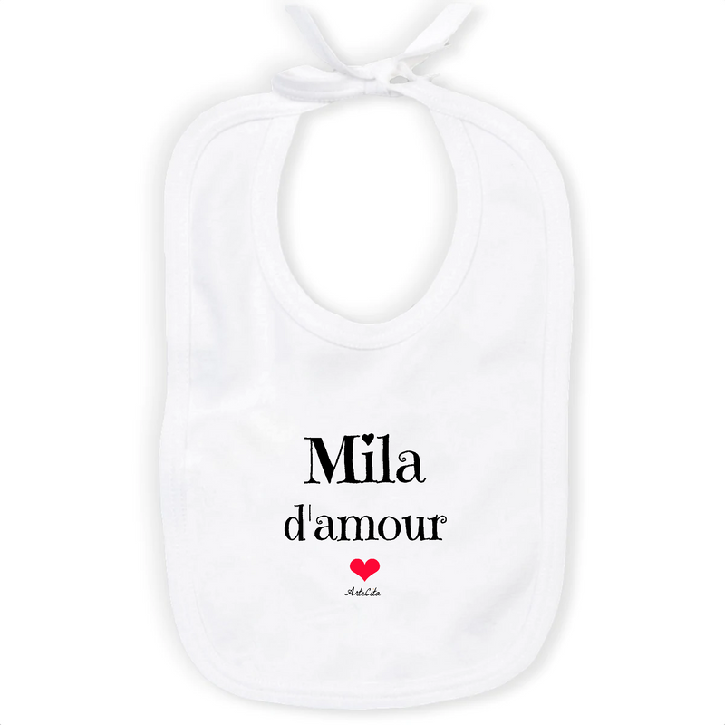Cadeau anniversaire : Bavoir - Mila d'amour - Coton Bio - Cadeau Original & Tendre - Cadeau Personnalisable - Cadeaux-Positifs.com -Unique-Blanc-