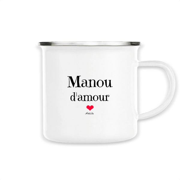 Mug - Manou d'amour - Métal émaillé - Cadeau Original & Tendre - Cadeau Personnalisable - Cadeaux-Positifs.com -Unique-Blanc-