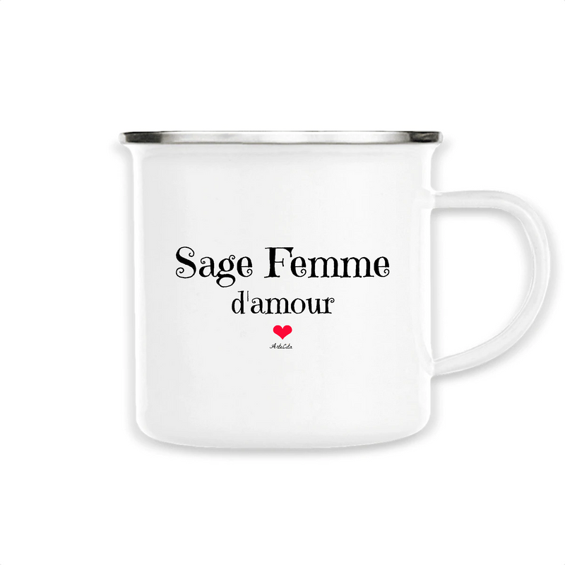 Cadeau anniversaire : Mug - Sage Femme d'amour - Métal émaillé - Cadeau Original & Tendre - Cadeau Personnalisable - Cadeaux-Positifs.com -Unique-Blanc-