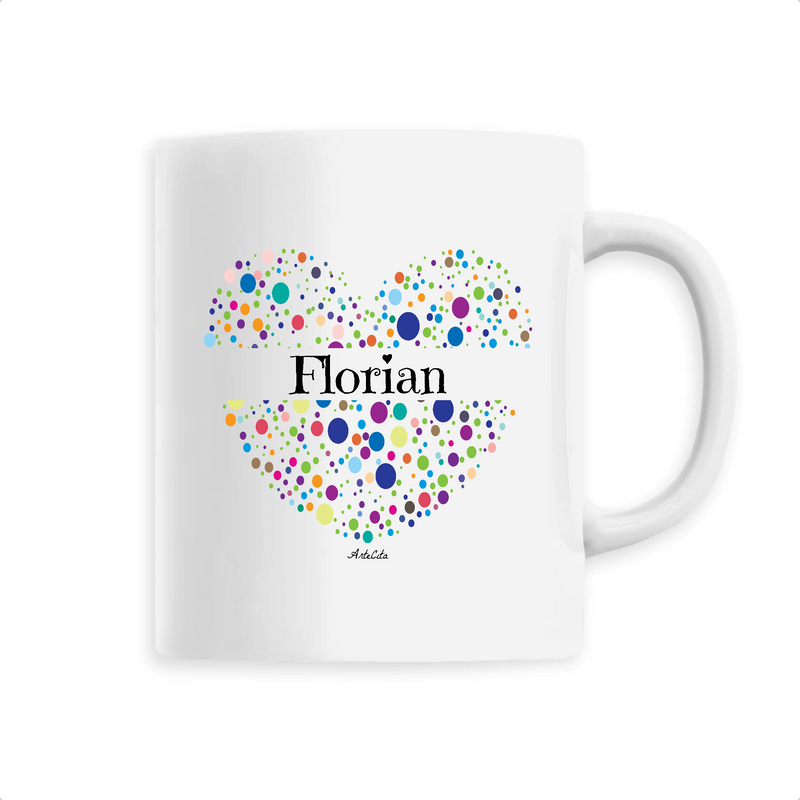 Cadeau anniversaire : Mug - Florian (Coeur) - 6 Coloris - Cadeau Unique & Tendre - Cadeau Personnalisable - Cadeaux-Positifs.com -Unique-Blanc-