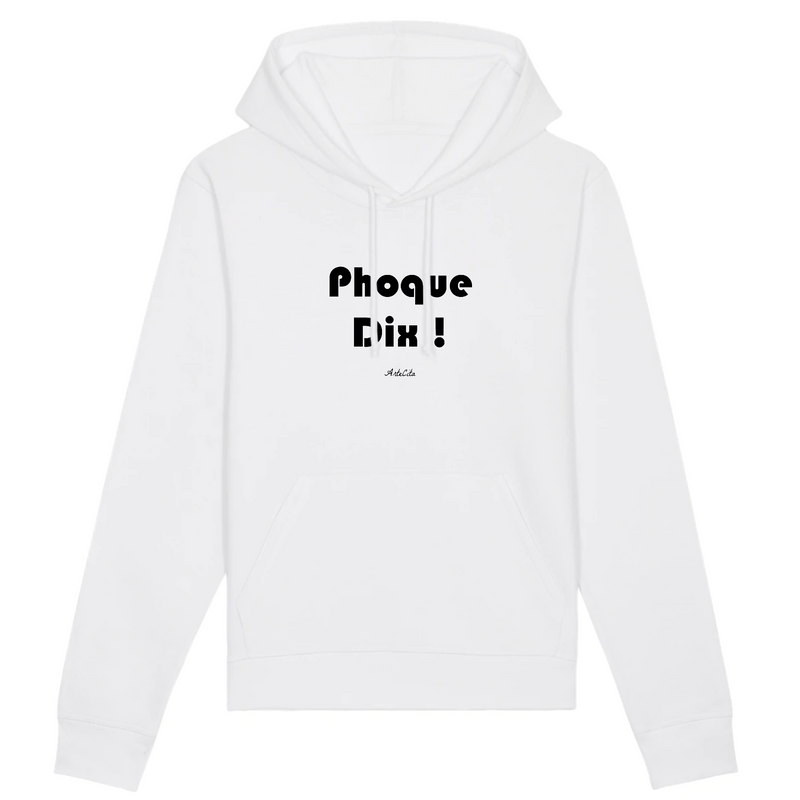 Cadeau anniversaire : Sweat à Capuche - Phoque Dix - Coton Bio - 5 Coloris - Humour - Cadeau Personnalisable - Cadeaux-Positifs.com -XS-Blanc-