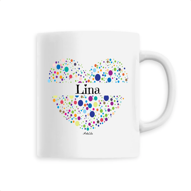 Cadeau anniversaire : Mug - Lina (Coeur) - 6 Coloris - Cadeau Unique & Tendre - Cadeau Personnalisable - Cadeaux-Positifs.com -Unique-Blanc-