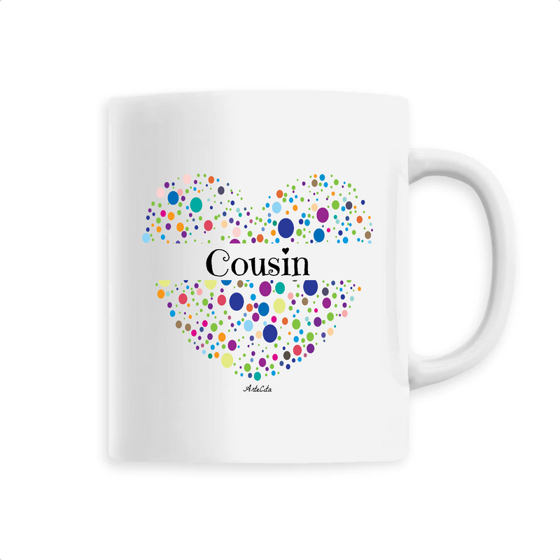 Cadeau anniversaire : Mug - Cousin (Coeur) - 6 Coloris - Cadeau Unique & Tendre - Cadeau Personnalisable - Cadeaux-Positifs.com -Unique-Blanc-