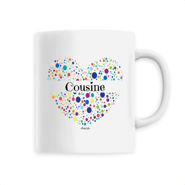 Mug - Cousine (Coeur) - 6 Coloris - Cadeau Unique & Tendre - Cadeau Personnalisable - Cadeaux-Positifs.com -Unique-Blanc-